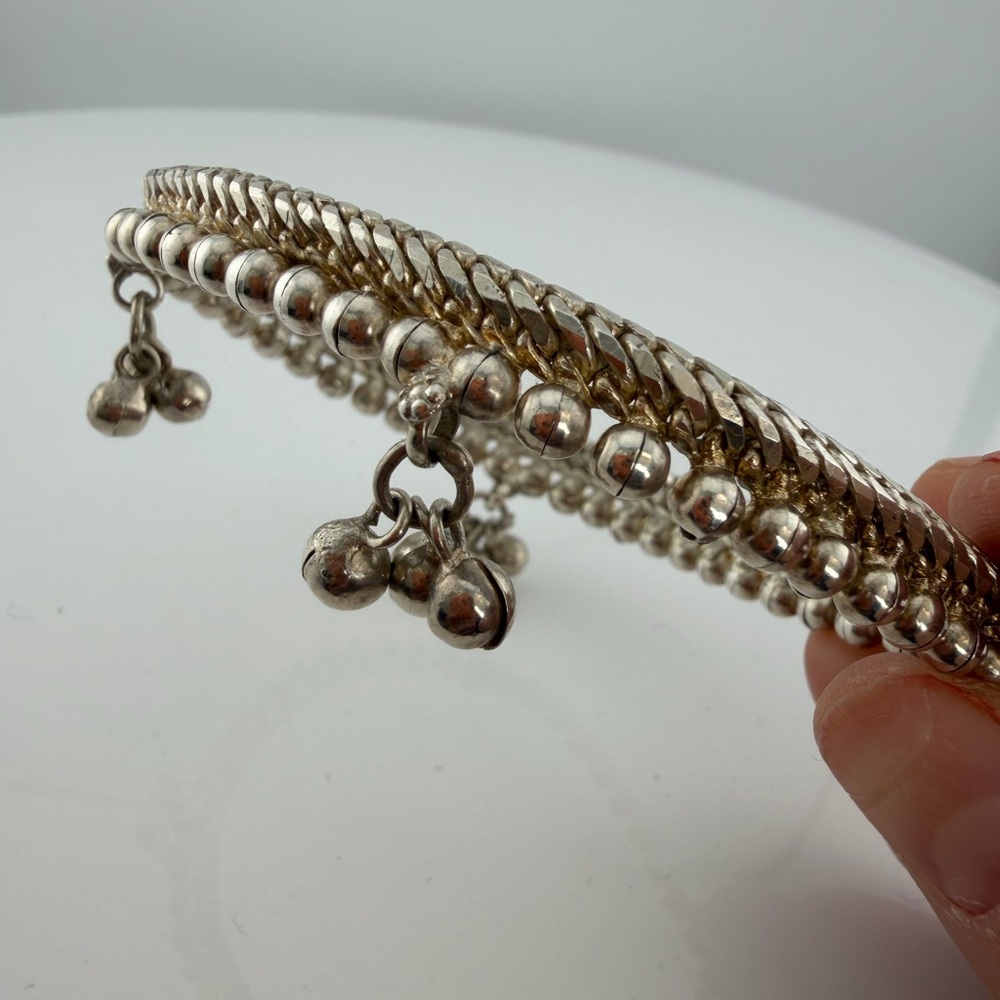 Vintage Sterling Silver jingle  Anklet anklets 30g / Payal Rajasthan Style - Picture 9 of 15